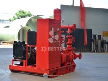How do the high head and large flow capacity of this fire pump meet different application needs?